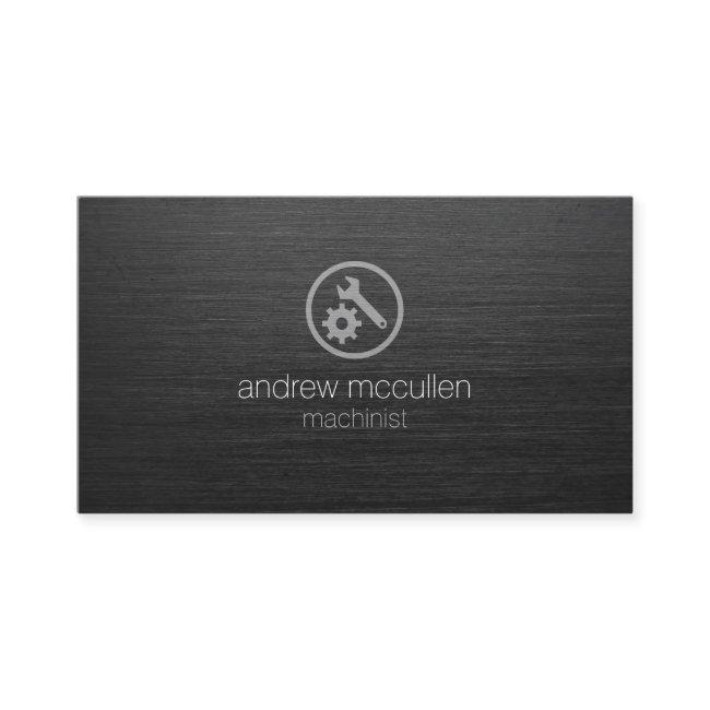 Machinist Wrench Gear Icon Dark Brushed Metal