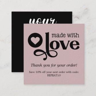 Made with Love Personalized Order Thank You Square Square