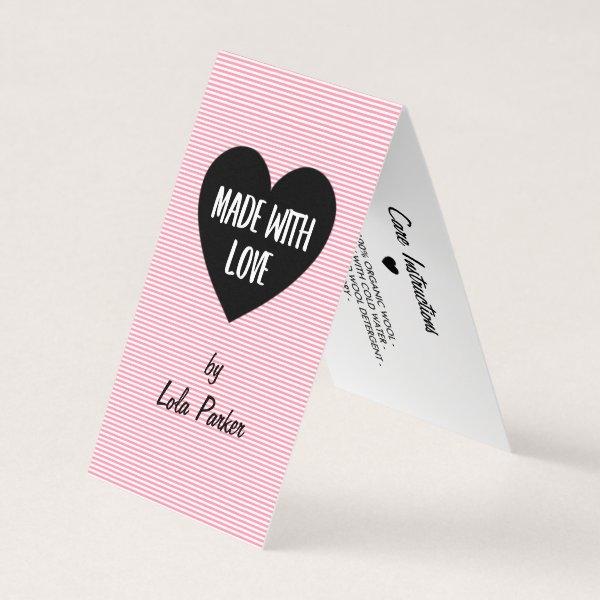 Made with Love Pink Stripes - Care Instructions