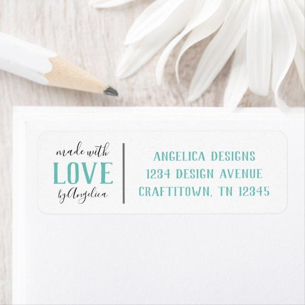 Made with Love Turquoise Handmade Business Label