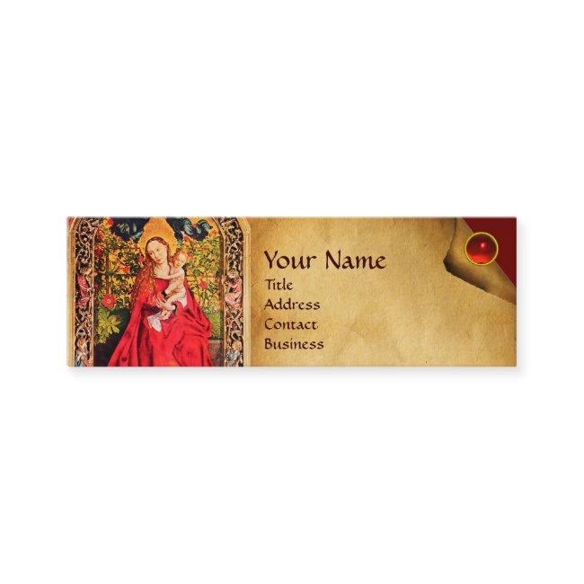 MADONNA OF THE ROSE BOWER PARCHMENT ,Red Ruby Gem Mini