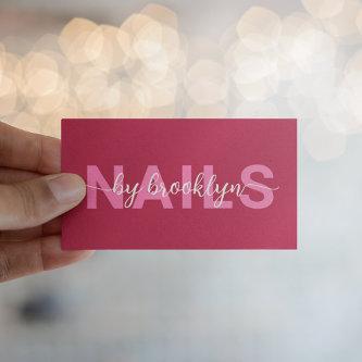 Magenta Pink Modern Typography Nail Artist