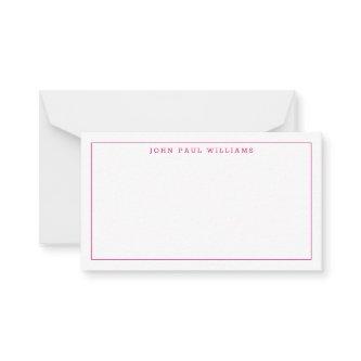 Magenta Pink Professional Formal Thin Border Note Card