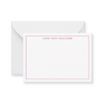 Magenta Pink Professional Simple Thin Border Note Card