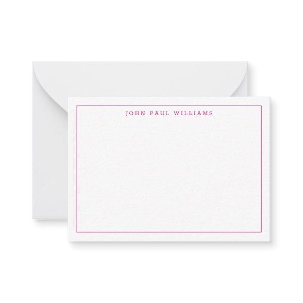 Magenta Pink Professional Simple Thin Border Note Card