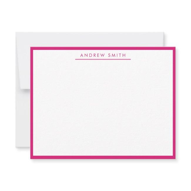 Magenta Pink Simple Line Modern Classic Minimalist Note Card