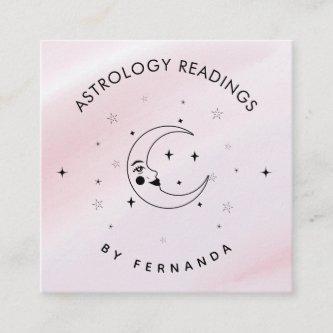 Magic Celestial Moon Pink Sparkle Astrology Square