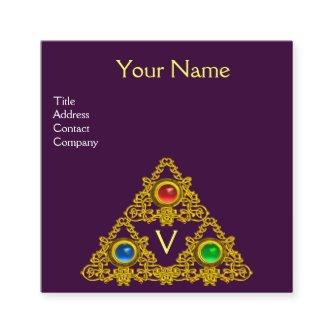 MAGIC ELFIC TALISMAN MONOGRAM, Gold Purple Fantasy Square