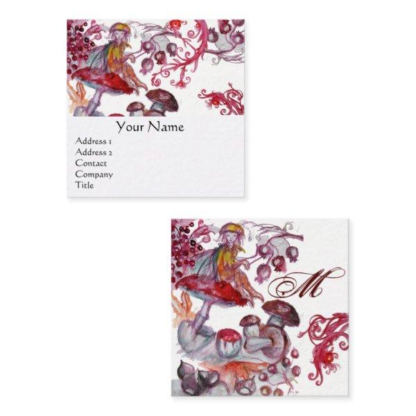 MAGIC FOLLET OF MUSHROOMS Fantasy Floral Monogram Square