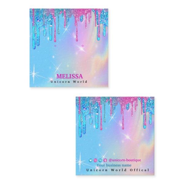 Magic Unicorn Holographic Glitter Drips  Square