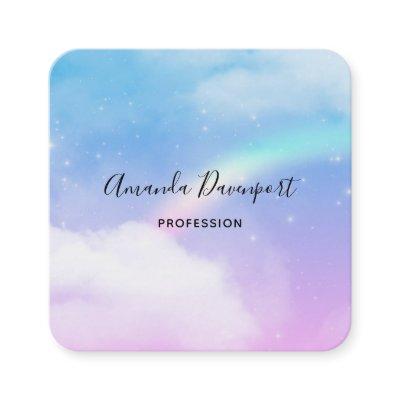 Magical Pastel Clouds and a Rainbow Square
