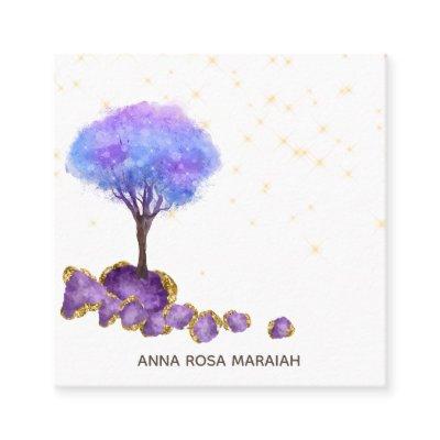 *~* Magical Tree Amethyst Jewels Gold Glitter Square