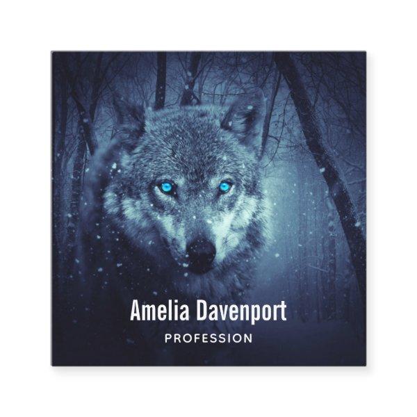Magical Wild Wolf with Amazing Blue Eyes Square