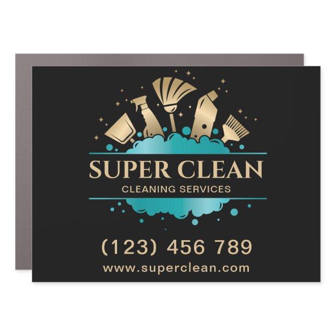 Maid Cleaning House Sparkling  Gold  Car Magnet