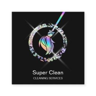 Maid Cleaning House Sparkling Holograph Broom Squa Square