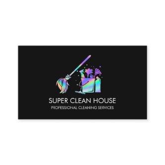 Maid Cleaning House Sparkling Holograph Business C