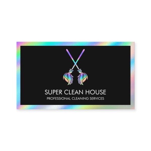 Maid Cleaning House Sparkling Holograph Business C