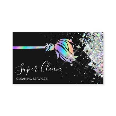 Maid Cleaning House Sparkling Holograph Business C