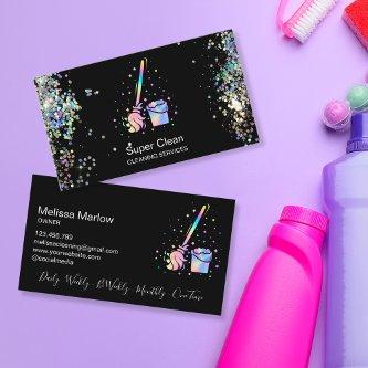 Maid Cleaning House Sparkling Holograph Business C