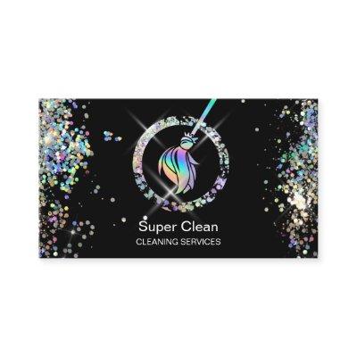Maid Cleaning House Sparkling Holograph Business C