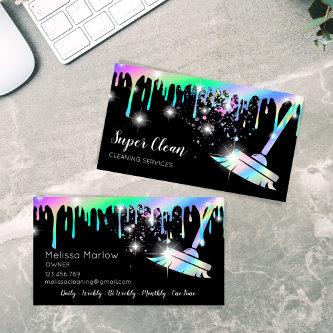Maid Cleaning House Sparkling Holograph Drips