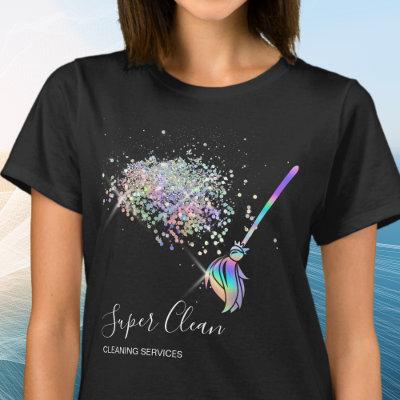 Maid Cleaning House Sparkling Holograph T-Shirt