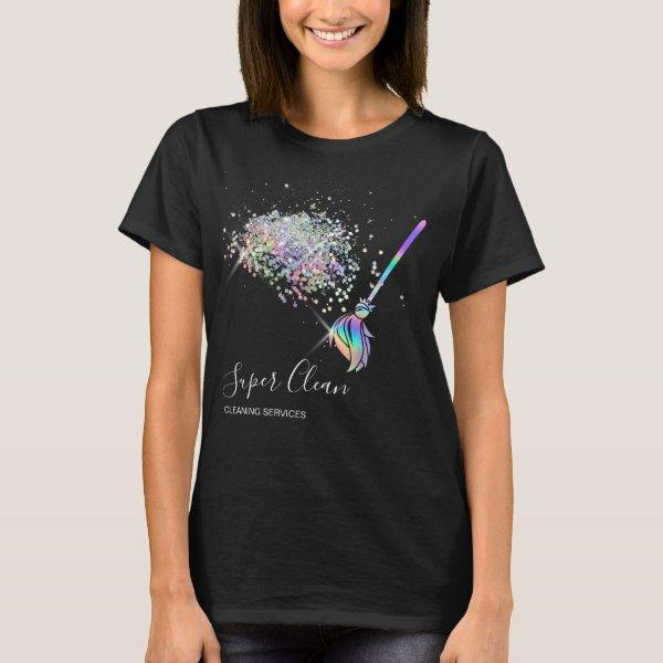 Maid Cleaning House Sparkling Holograph T-Shirt