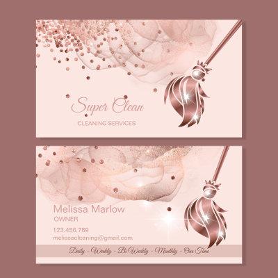 Maid Cleaning House Sparkling rose gold Business C