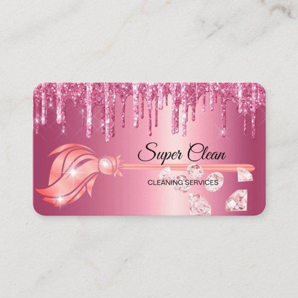 Maid Cleaning House Sparkling rose gold