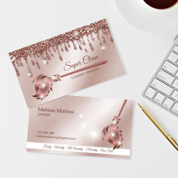 Maid Cleaning House Sparkling rose gold