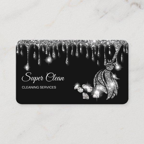 Maid Cleaning House Sparkling silver diamonds