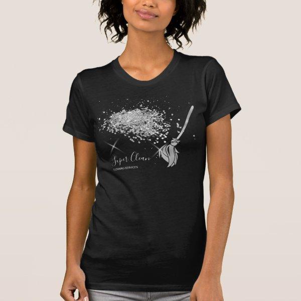 Maid Cleaning House Sparkling  Silver glitter T-Shirt