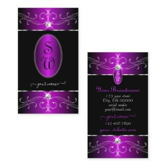 Majestic Purple Black Ornate Ornaments Monogram