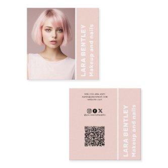 Make up and nails social media QR code Square