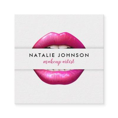 Makeup artist 3d fuchsia lips modern gray beauty square