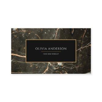 Makeup Artist Black Gold Glitter Marble Agate