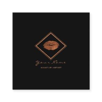 Makeup Artist Black Lips Copper Rose Gold Frame Square