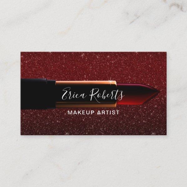 Makeup Artist Burgundy Red Glitter Beauty Salon