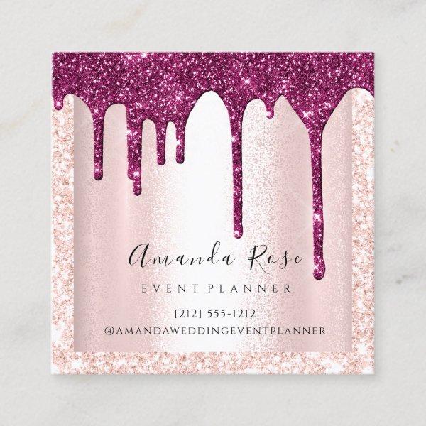 Makeup Artist Event Planner Black Pink Drips Berry Appointment Card