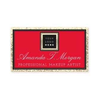Makeup Artist Eyelash Event Logo Red Gold Glitter