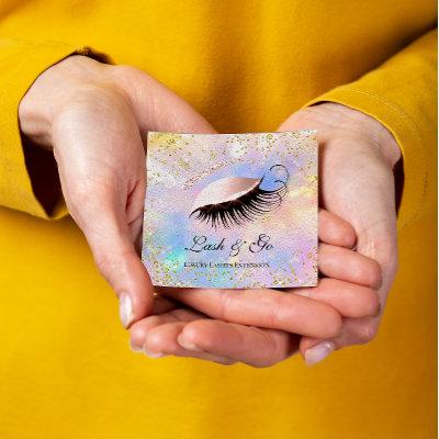 Makeup Artist Eyelash Extension Holograph Gold Square