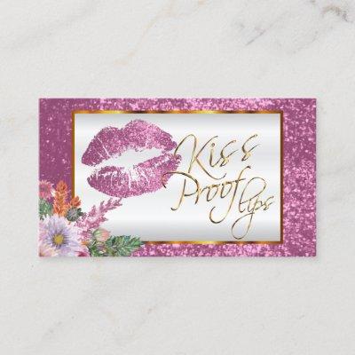Makeup Artist- Floral Pink Glitter Kiss Proof Lips