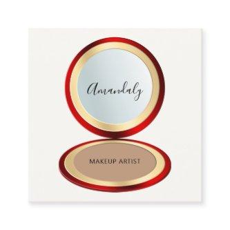 Makeup Artist Gold QRCode Logo red Gold White Square