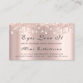 Makeup Artist Lashes Rose Drips Crystals Diamond Appointment Card