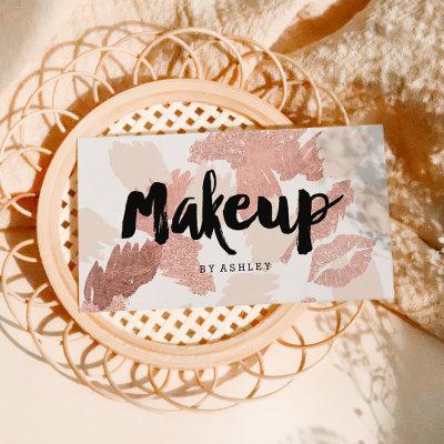 Makeup artist lips rose gold script brushstrokes