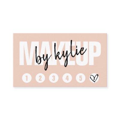 Makeup artist loyalty card punch script blush pink