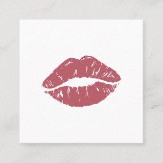 Makeup artist modern burgundy red lips kiss white square