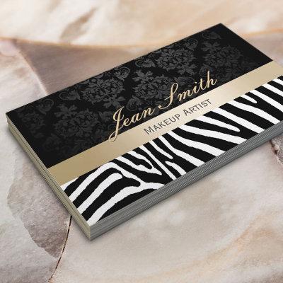 Makeup Artist Modern Zebra Pattern Gold Stripe