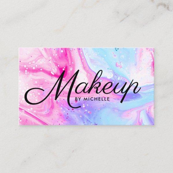 Makeup artist pink blue girly abstract watercolor