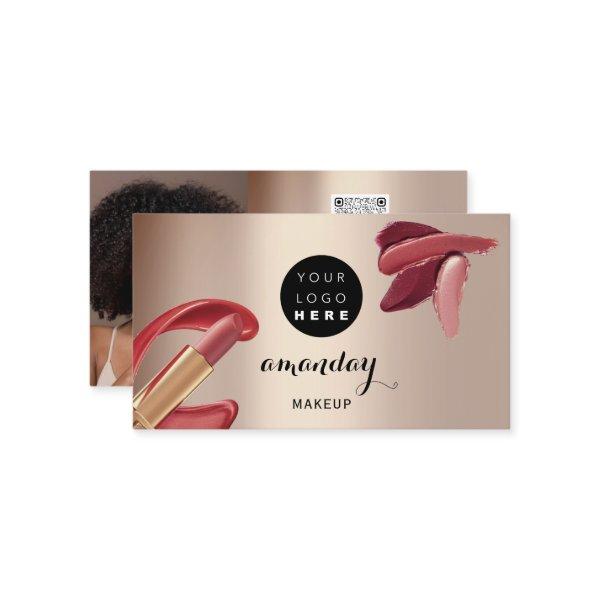 Makeup Artist Red Lipstick Rose Gold Photo QR Code